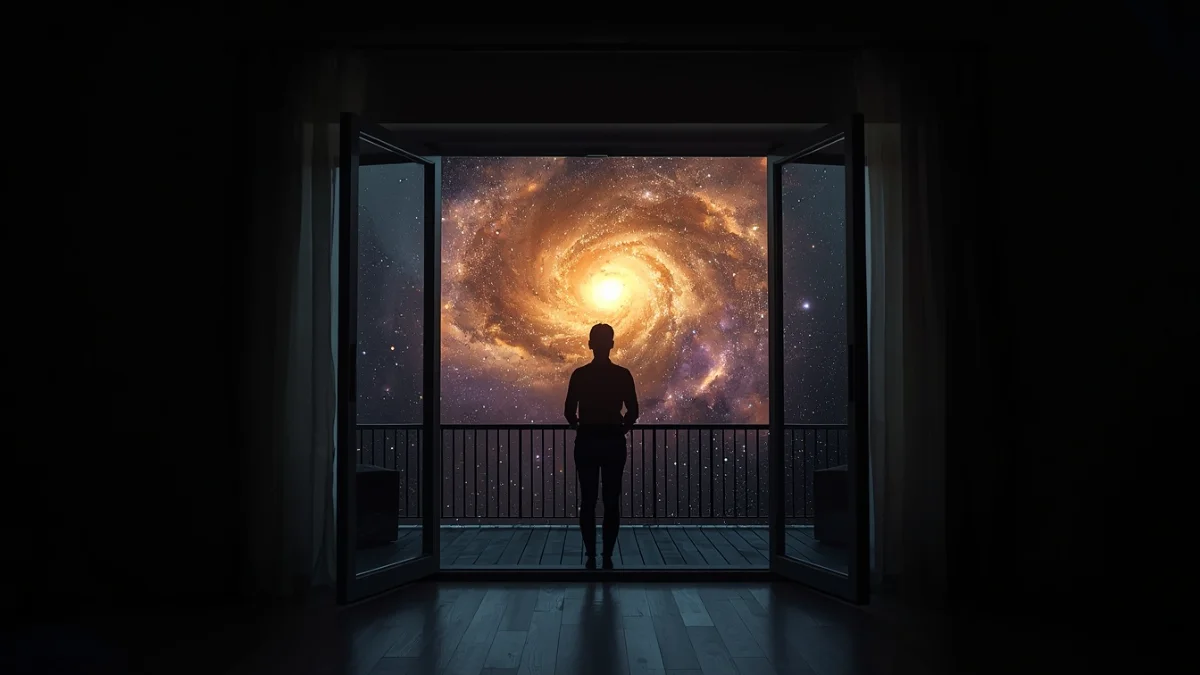 A person unlocking sudden cosmic opportunities and financial luck