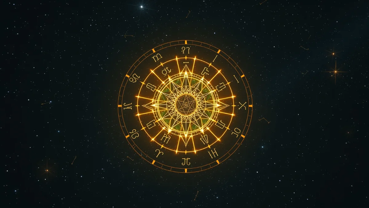 Multiple zodiac constellations glowing cosmic astrological wheel empire